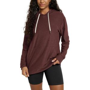 imageODODOS Womens Oversized Hoodie  Ultra Soft Stratum Tech Pullover UPF 50 Long Sleeve Tops with Kangaroo PocketJava Heather