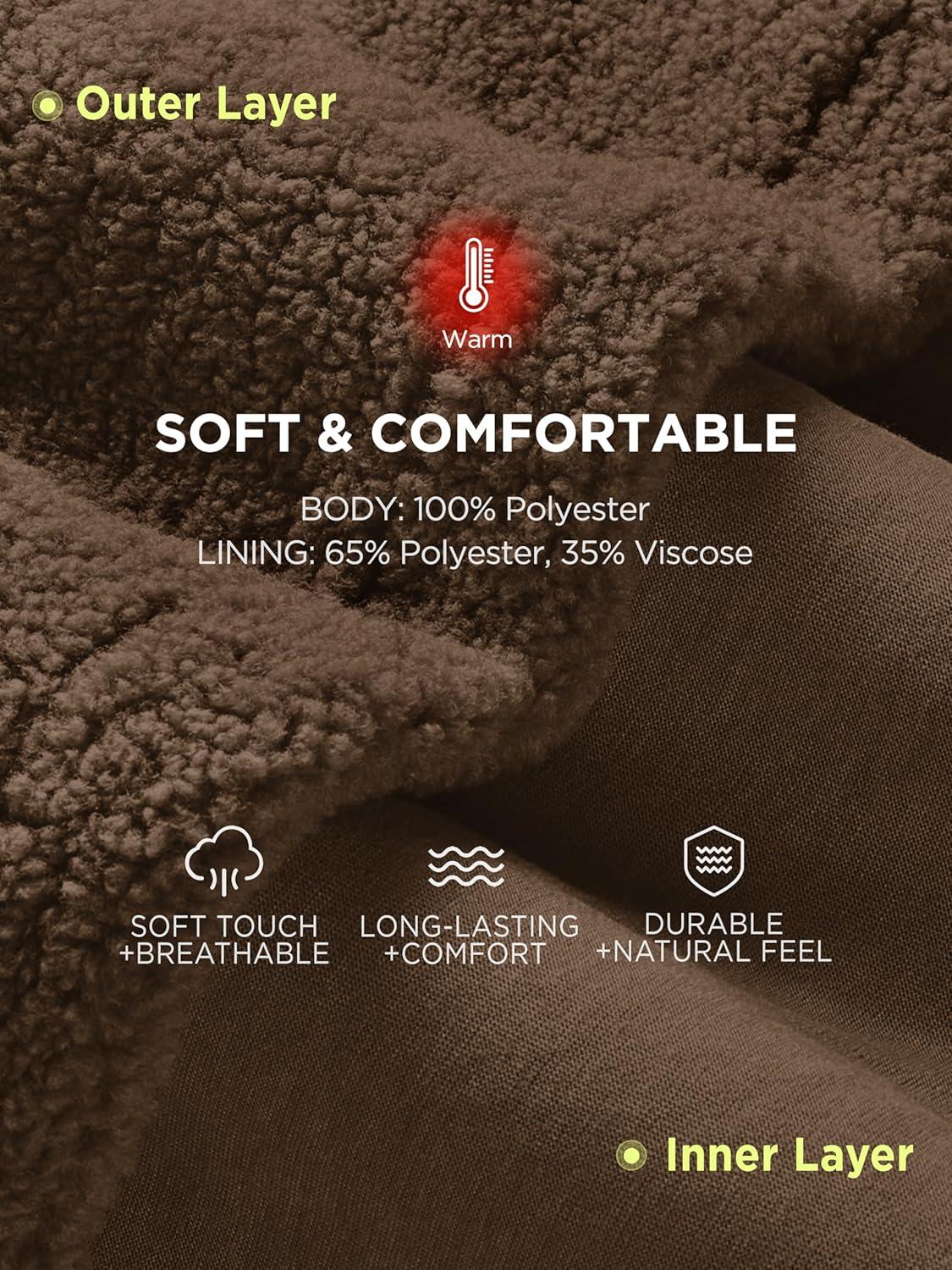 imageODODOS Womens Sherpa Fleece FullZip Jacket Long Sleeve Coat Soft Warm Cinchable Outerwear with PocketsCoffee Brown