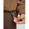 imageODODOS Womens Sherpa Fleece FullZip Jacket Long Sleeve Coat Soft Warm Cinchable Outerwear with PocketsCognac Copper