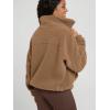 imageODODOS Womens Sherpa Fleece FullZip Jacket Long Sleeve Coat Soft Warm Cinchable Outerwear with PocketsCognac Copper