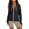 imageODODOS Womens FullZip Hoodie  Stratum Tech Ultra Soft Outfit UPF 50 Performance Hooded Jacket with PocketsBlack Heather
