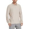 imageODODOS Mens Performance Long Sleeve Polo Stratum Tech Golf TShirts Ultra Soft Moisture Wicking UPF 50 Casual TopsEcru Heather