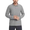 imageODODOS Mens Performance Long Sleeve Polo Stratum Tech Golf TShirts Ultra Soft Moisture Wicking UPF 50 Casual TopsGrey Heather