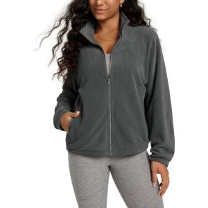 imageODODOS Womens Polar Fleece FullZip Jacket  Soft Warm Winter Essential Long Sleeve Outerwear with PocketsCharcoal