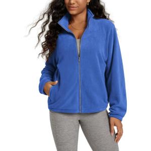 imageODODOS Womens Polar Fleece FullZip Jacket  Soft Warm Winter Essential Long Sleeve Outerwear with PocketsVictoria Blue