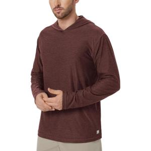 imageODODOS Mens Long Sleeve Hoodie  Stratum Tech Performance Pullover  Ultra Soft Moisture Wicking UPF 50 TopJava Heather