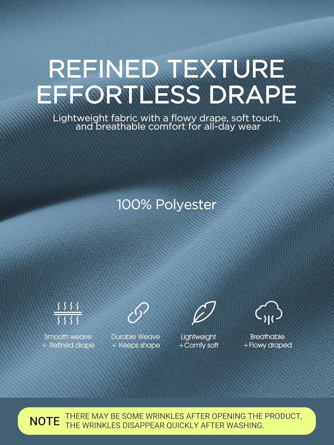 imageODODOS Chiffon Flowy Pleated Wide Leg Pants for Women Lightweight High Waist Trouser with Pockets2729quot 31quot InseamBlue Ashes