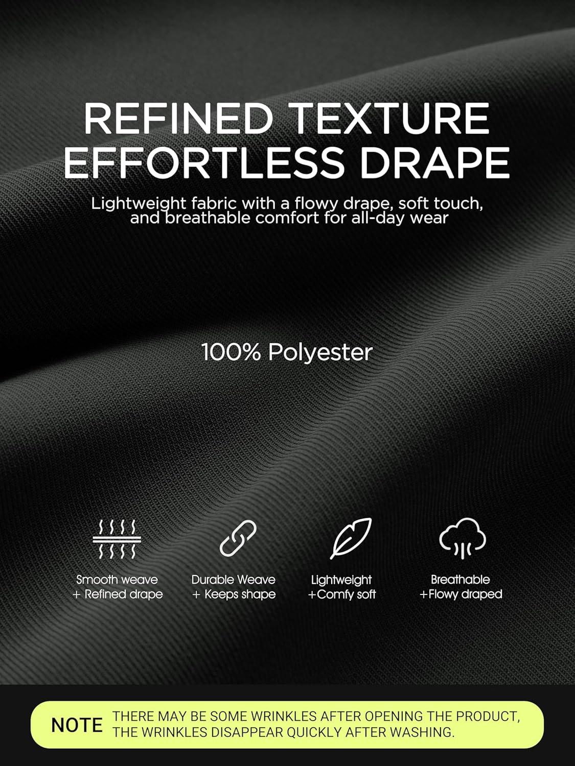 imageODODOS Chiffon Flowy Pleated Wide Leg Pants for Women Lightweight High Waist Trouser with Pockets2729quot 31quot InseamClassic Black