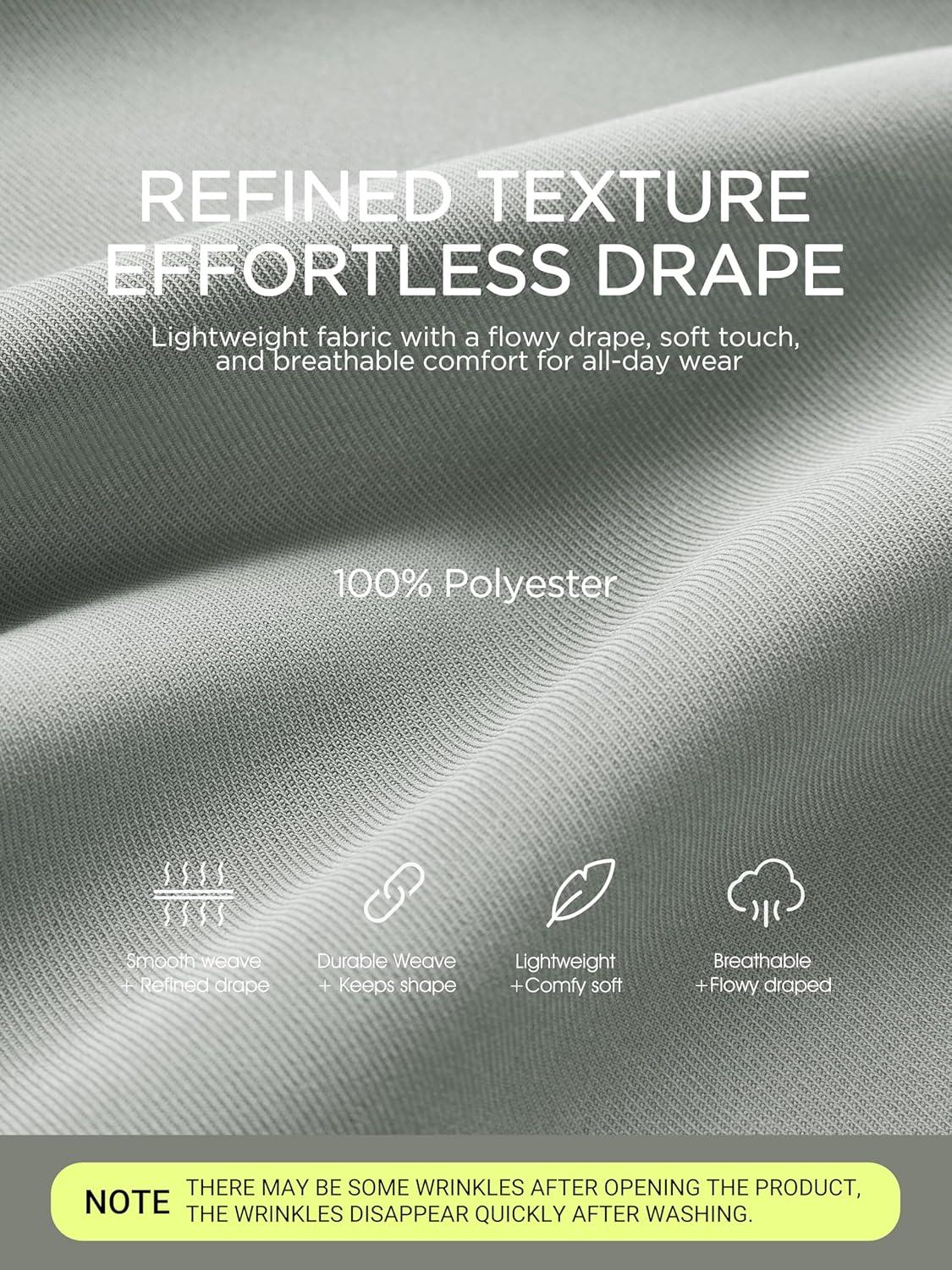 imageODODOS Chiffon Flowy Pleated Wide Leg Pants for Women Lightweight High Waist Trouser with Pockets2729quot 31quot InseamMirage Gray