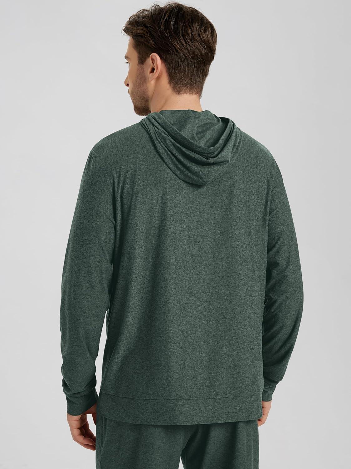 imageODODOS Mens FullZip Hoodie  Stratum Tech Ultra Soft Outfit UPF 50 Performance Hooded Jacket with PocketsAspen Heather