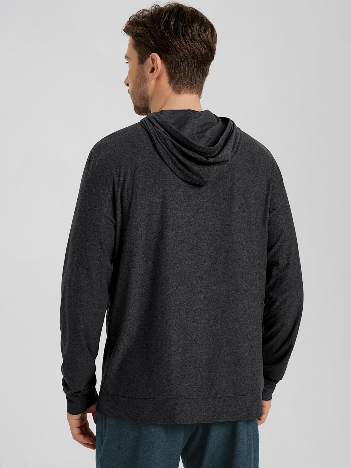 imageODODOS Mens FullZip Hoodie  Stratum Tech Ultra Soft Outfit UPF 50 Performance Hooded Jacket with PocketsBlack Heather