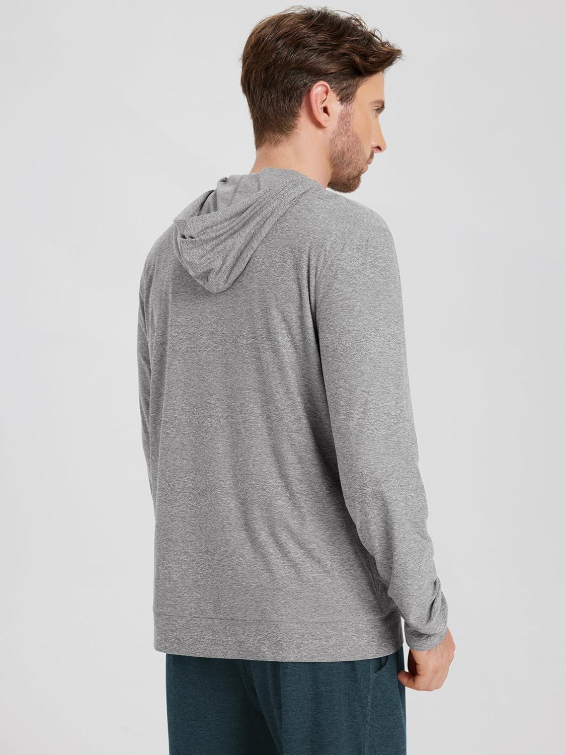 imageODODOS Mens FullZip Hoodie  Stratum Tech Ultra Soft Outfit UPF 50 Performance Hooded Jacket with PocketsGrey Heather