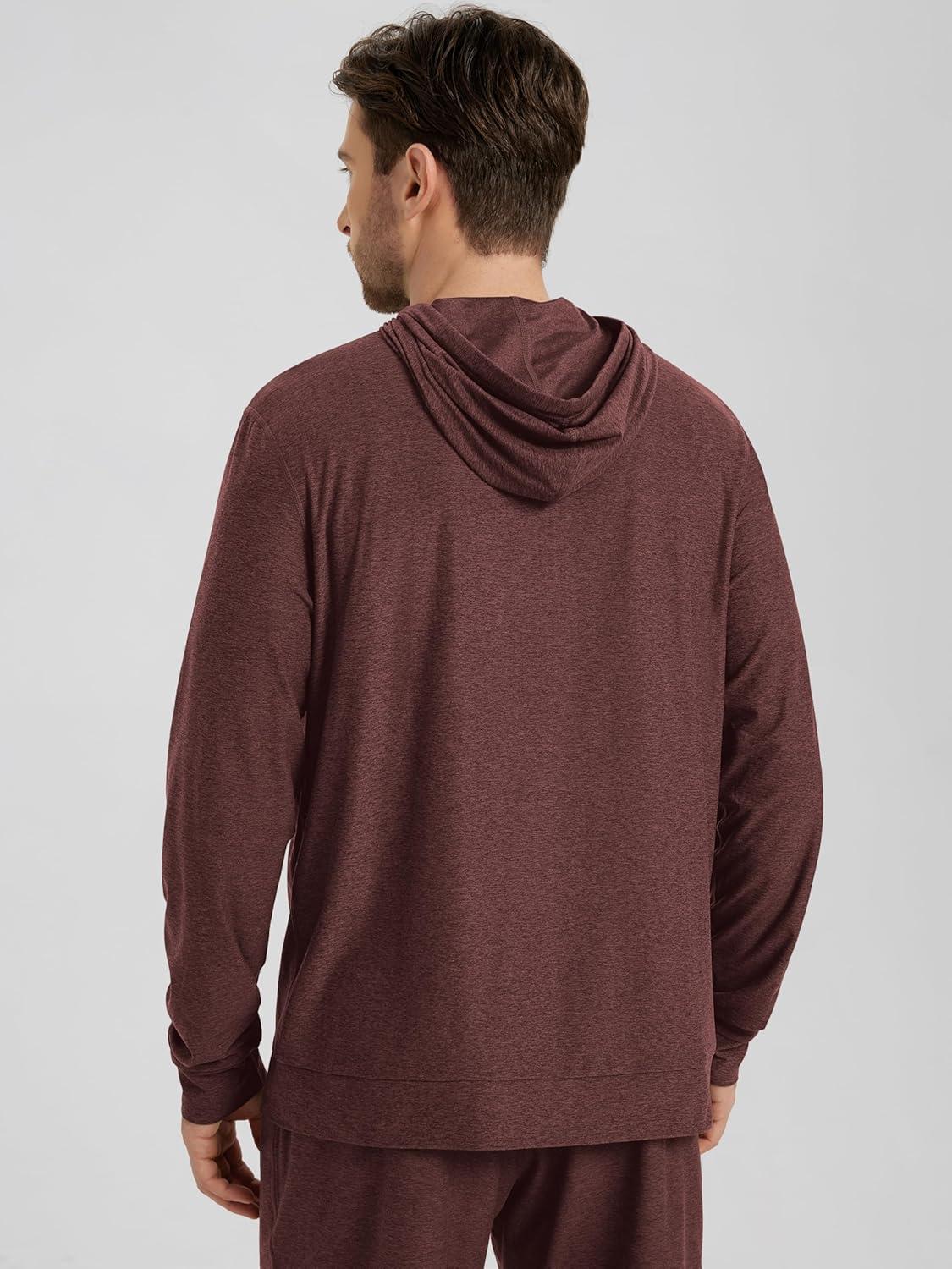 imageODODOS Mens FullZip Hoodie  Stratum Tech Ultra Soft Outfit UPF 50 Performance Hooded Jacket with PocketsJava Heather