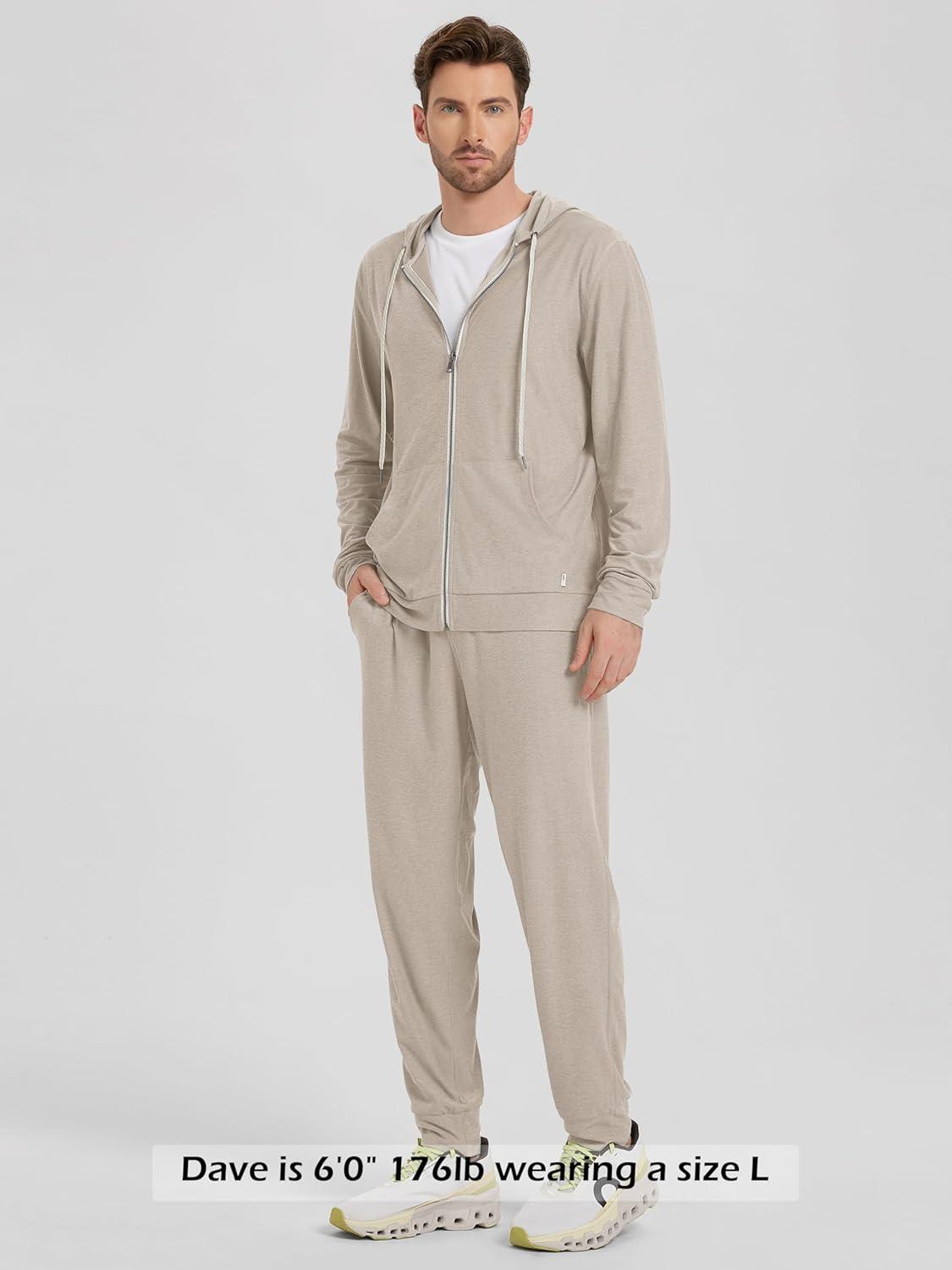 imageODODOS Mens FullZip Hoodie  Stratum Tech Ultra Soft Outfit UPF 50 Performance Hooded Jacket with PocketsMocha Heather