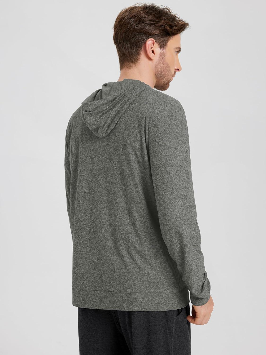 imageODODOS Mens FullZip Hoodie  Stratum Tech Ultra Soft Outfit UPF 50 Performance Hooded Jacket with PocketsSmoke Heather