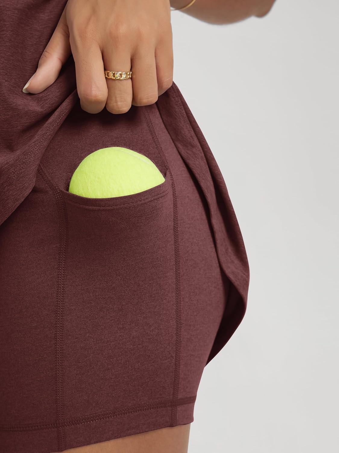 imageODODOS Womens Cloud Feeling Racerback Tennis Dress with Separate Shorts and Built in Bra Mini Tank DressJava Heather