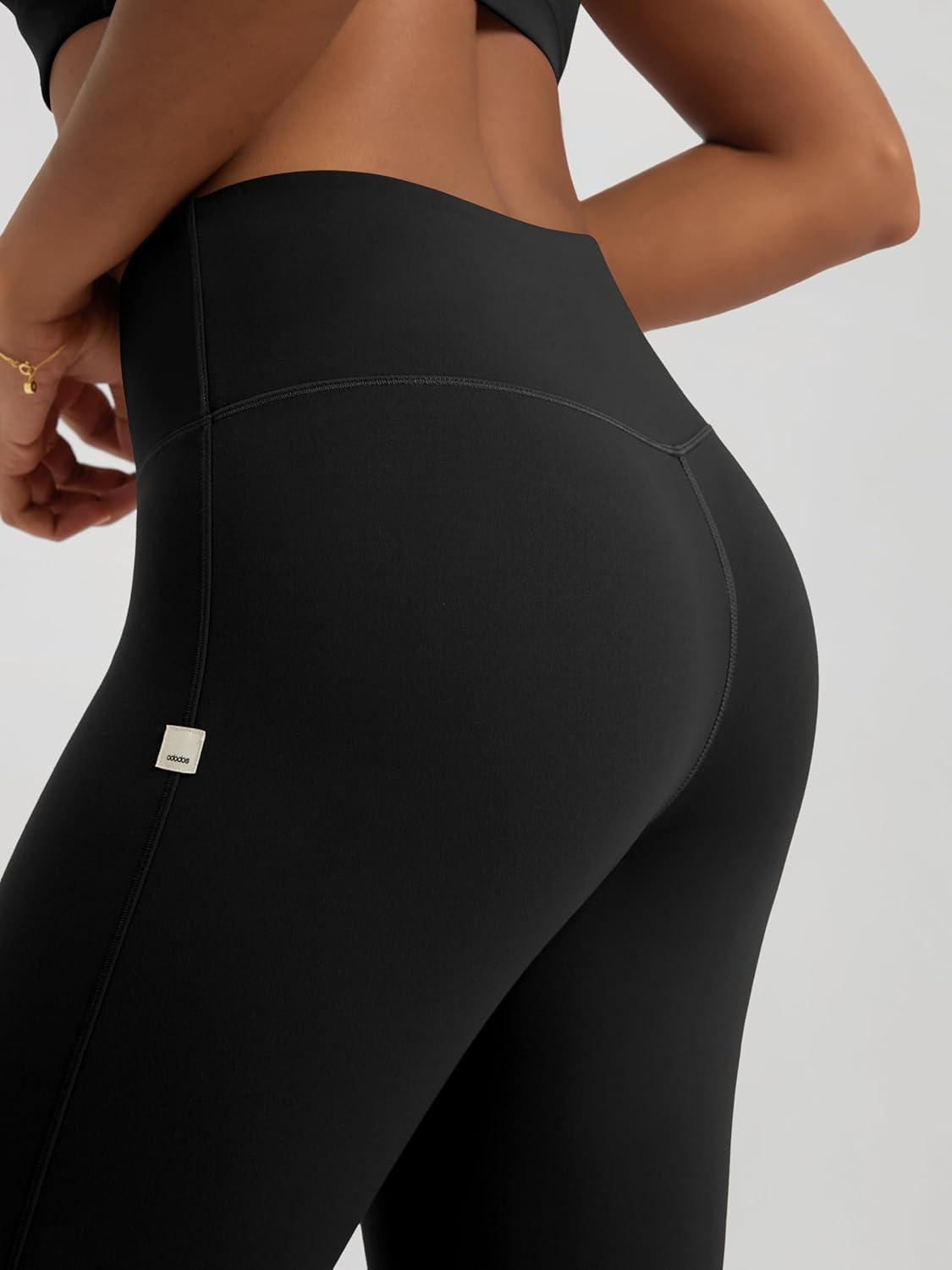 imageODODOS Womens High Waist Flared Yoga Pants Tummy Control Gym Workout Bootcut Leggings with Inner Pocket  29quot  31quot InseamBlack