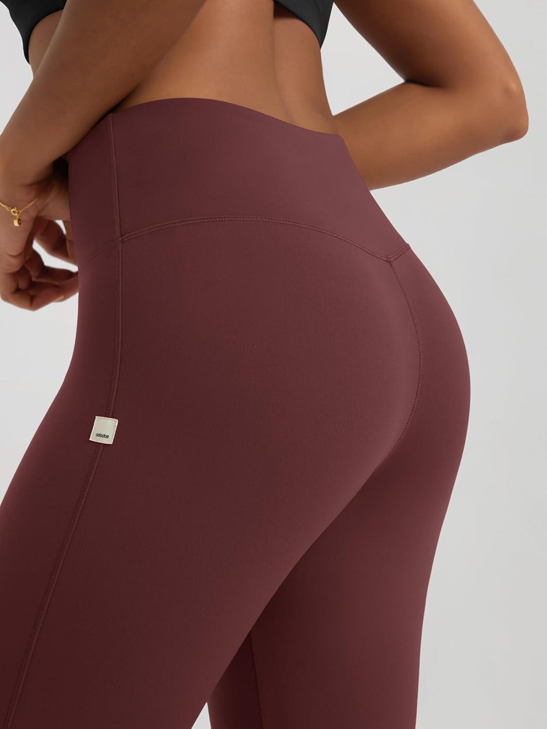 imageODODOS Womens High Waist Flared Yoga Pants Tummy Control Gym Workout Bootcut Leggings with Inner Pocket  29quot  31quot InseamBurgundy