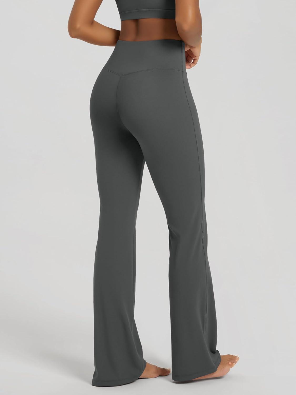 imageODODOS Womens High Waist Flared Yoga Pants Tummy Control Gym Workout Bootcut Leggings with Inner Pocket  29quot  31quot InseamCharcoal