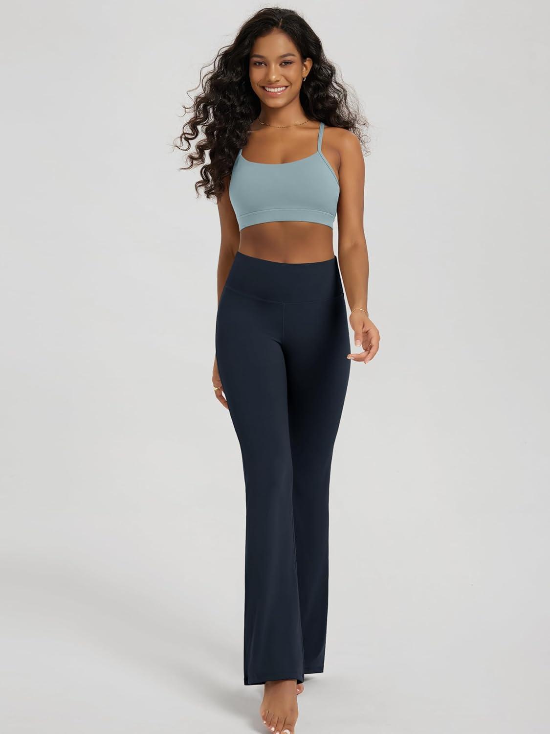 imageODODOS Womens High Waist Flared Yoga Pants Tummy Control Gym Workout Bootcut Leggings with Inner Pocket  29quot  31quot InseamDeep Navy