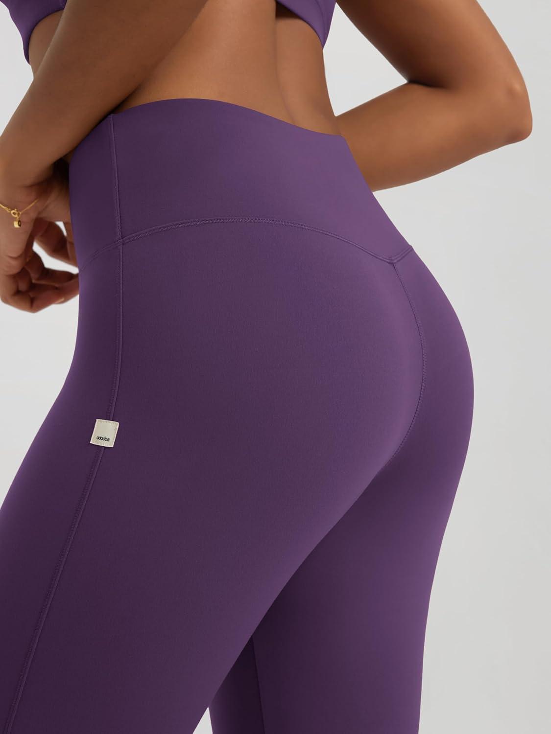 imageODODOS Womens High Waist Flared Yoga Pants Tummy Control Gym Workout Bootcut Leggings with Inner Pocket  29quot  31quot InseamDeep Purple