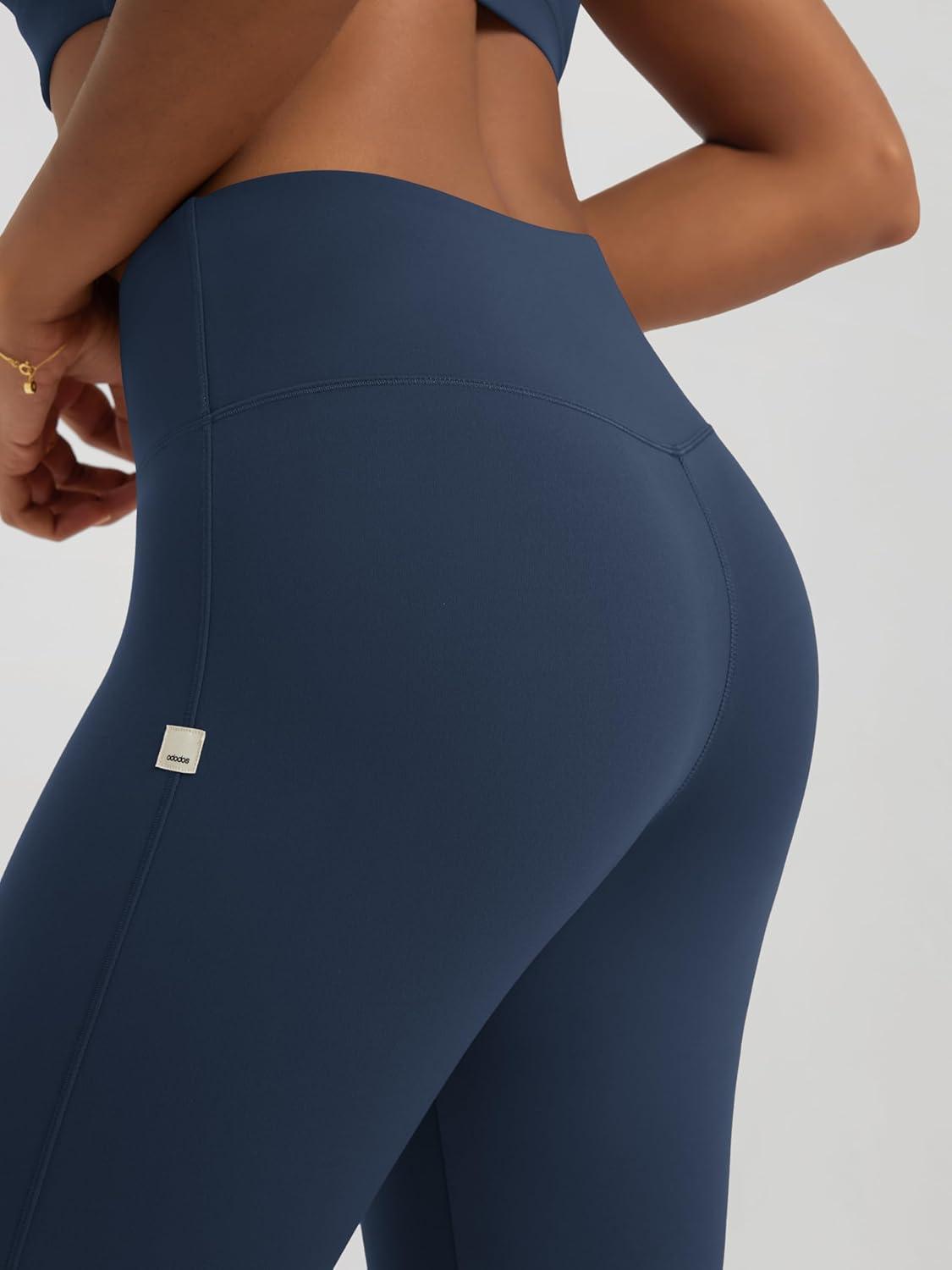 imageODODOS Womens High Waist Flared Yoga Pants Tummy Control Gym Workout Bootcut Leggings with Inner Pocket  29quot  31quot InseamNavy