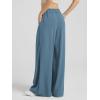 imageODODOS Chiffon Flowy Pleated Wide Leg Pants for Women Lightweight High Waist Trouser with Pockets2729quot 31quot InseamBlue Ashes