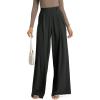 imageODODOS Chiffon Flowy Pleated Wide Leg Pants for Women Lightweight High Waist Trouser with Pockets2729quot 31quot InseamClassic Black