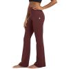 imageODODOS Womens High Waist Flared Yoga Pants Tummy Control Gym Workout Bootcut Leggings with Inner Pocket  29quot  31quot InseamBurgundy