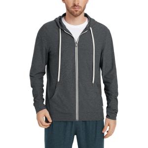 imageODODOS Mens FullZip Hoodie  Stratum Tech Ultra Soft Outfit UPF 50 Performance Hooded Jacket with PocketsCharcoal Heather