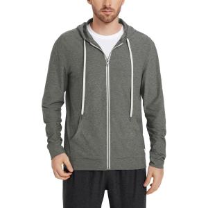 imageODODOS Mens FullZip Hoodie  Stratum Tech Ultra Soft Outfit UPF 50 Performance Hooded Jacket with PocketsSmoke Heather