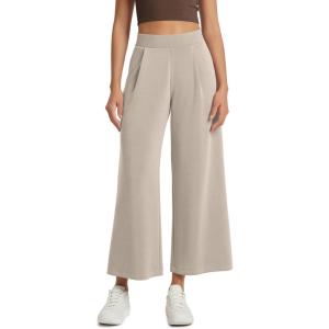 imageODODOS Modal Soft Wide Leg Cropped Pants for Women High Waist Casual Relaxed Pants with Pockets25 InseamSmokey Taupe
