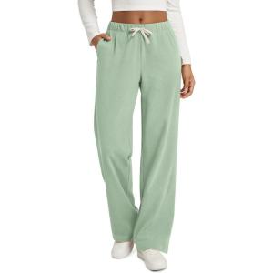 imageODODOS Womens Brushed Fleece Straight Leg Pants  Cozy Warm HighRise Relaxed Lounge Sweatpants with Pockets  29quot InseamMint Green Heather