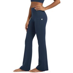 imageODODOS Womens High Waist Flared Yoga Pants Tummy Control Gym Workout Bootcut Leggings with Inner Pocket  29quot  31quot InseamNavy