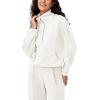 imageODODOS Womens Modal Soft Cinchable Sweatshirts Half Zipper Funnel Neck Oversize Pullover with PocketsWhite