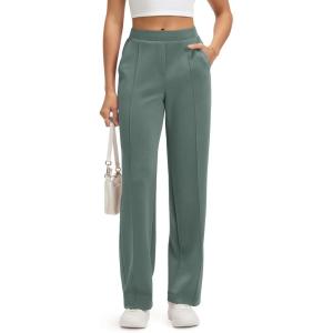 imageODODOS Womens Modal Soft Classic Pants Mid Rise PullOn Lounge Casual Work Pants with Pockets 27quot  29quot  31quot InseamSlate Green