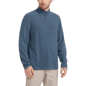 imageODODOS Mens Stretch Fleece HalfZip Sweatshirts  UltraSoft Cozy Warm Long Sleeve Shirt Mock Neck Pullover TopsBijou Blue Heather