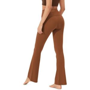 imageODODOS Womens Crossover Flared Yoga Pants Cloud Feeling Soft High Waist Bootcut Leggings with Back Pocket 30quot  32quot InseamCaramel