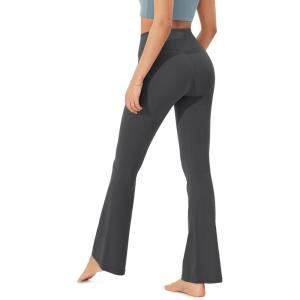 imageODODOS Womens Crossover Flared Yoga Pants Cloud Feeling Soft High Waist Bootcut Leggings with Back Pocket 30quot  32quot InseamCharcoal