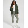 imageODODOS Womens Sherpa Fleece FullZip Jacket Long Sleeve Coat Soft Warm Cinchable Outerwear with PocketsMoss Green