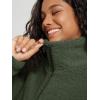 imageODODOS Womens Sherpa Fleece FullZip Jacket Long Sleeve Coat Soft Warm Cinchable Outerwear with PocketsMoss Green