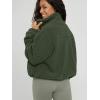 imageODODOS Womens Sherpa Fleece FullZip Jacket Long Sleeve Coat Soft Warm Cinchable Outerwear with PocketsMoss Green