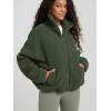 imageODODOS Womens Sherpa Fleece FullZip Jacket Long Sleeve Coat Soft Warm Cinchable Outerwear with PocketsMoss Green