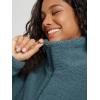 imageODODOS Womens Sherpa Fleece FullZip Jacket Long Sleeve Coat Soft Warm Cinchable Outerwear with PocketsSaxony Blue