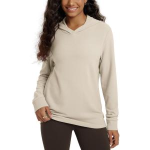 imageODODOS Womens Stretch Fleece Hoodies UltraSoft Cozy Warm Essential Pullover Long Sleeve Top Hooded SweatshirtsOatmeal