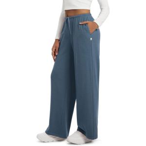 imageODODOS Womens Stretch Fleece Wide Leg Sweatpants  UltraSoft Cozy Warm HighRise Relaxed Lounge Pants with Pockets  29quotBijou Blue Heather