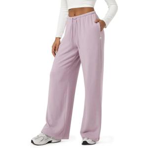 imageODODOS Womens Stretch Fleece Wide Leg Sweatpants  UltraSoft Cozy Warm HighRise Relaxed Lounge Pants with Pockets  29quotOrchid Tint