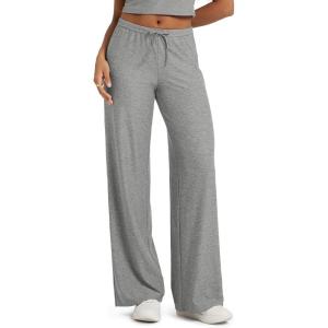 imageODODOS Womens Wide Leg Pants  Ultra Soft Stratum Tech Adjustable MidRise Casual Pajama Lounge PantsGrey Heather