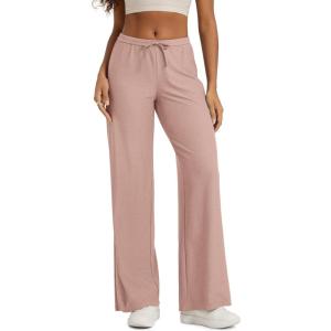 imageODODOS Womens Wide Leg Pants  Ultra Soft Stratum Tech Adjustable MidRise Casual Pajama Lounge PantsRose Pink Heather