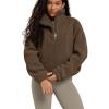 imageODODOS Womens Sherpa Fleece HalfZip Pullover  Cozy Warm Long Sleeve Sweatshirt Cinchable Outerwear with PocketsCoffee Brown
